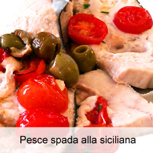 ricetta psce spada alla siciliana con pomodorini capperi e olive